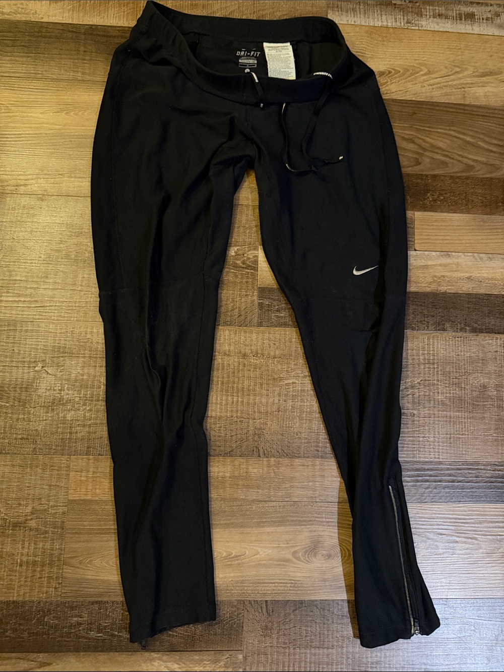 Nike Running Leggings Size L Large Black Dri-Fit Ankle Zippers